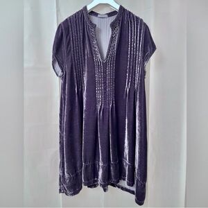 CP Shades Graphite Velvet Smocked Tunic Mini Dress
